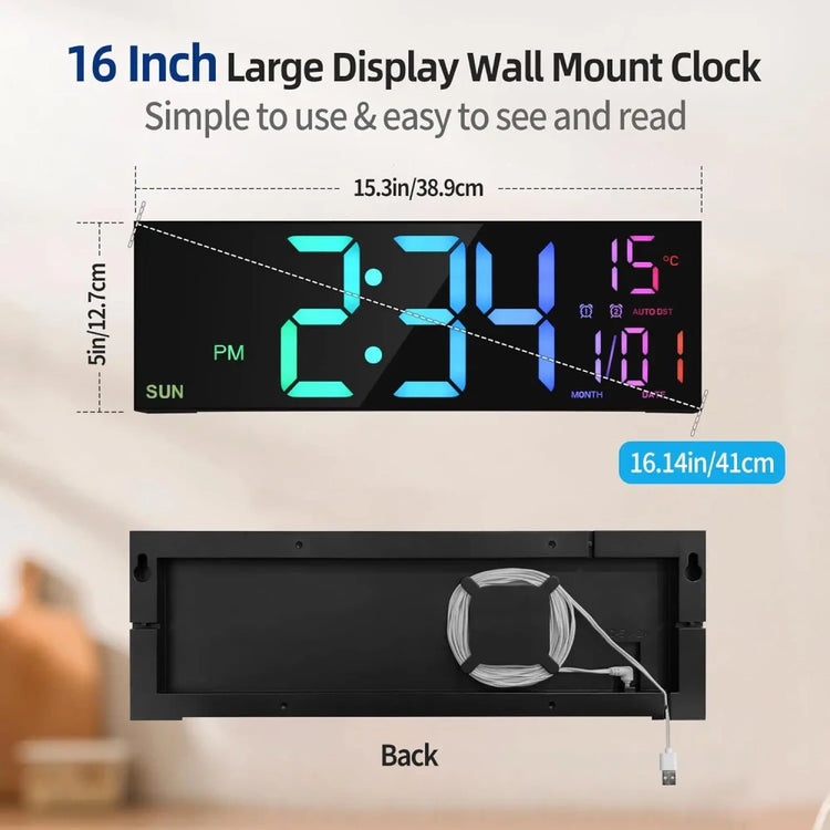 Ash and Anthem Large Digital Wall Clock
