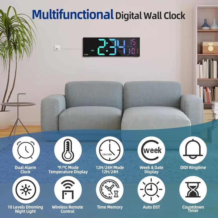 Ash and Anthem Large Digital Wall Clock