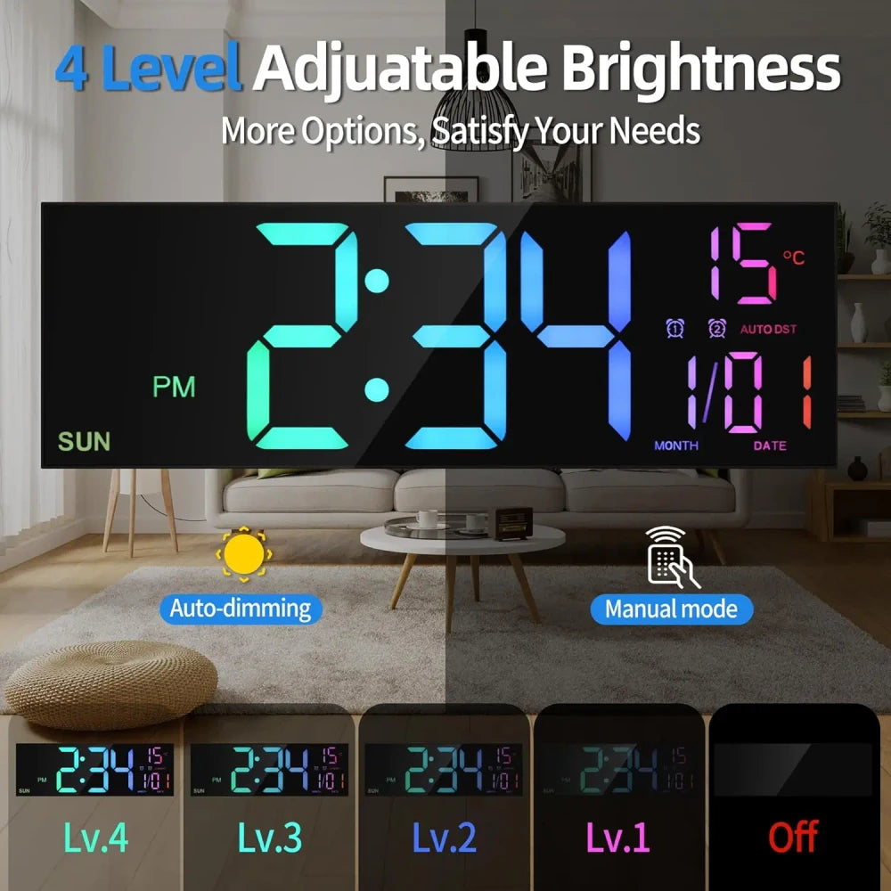 Ash and Anthem Large Digital Wall Clock