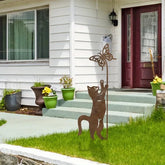 Ash and Anthem Rusty Metal Cat Garden StakeAsh  and ANTHEM