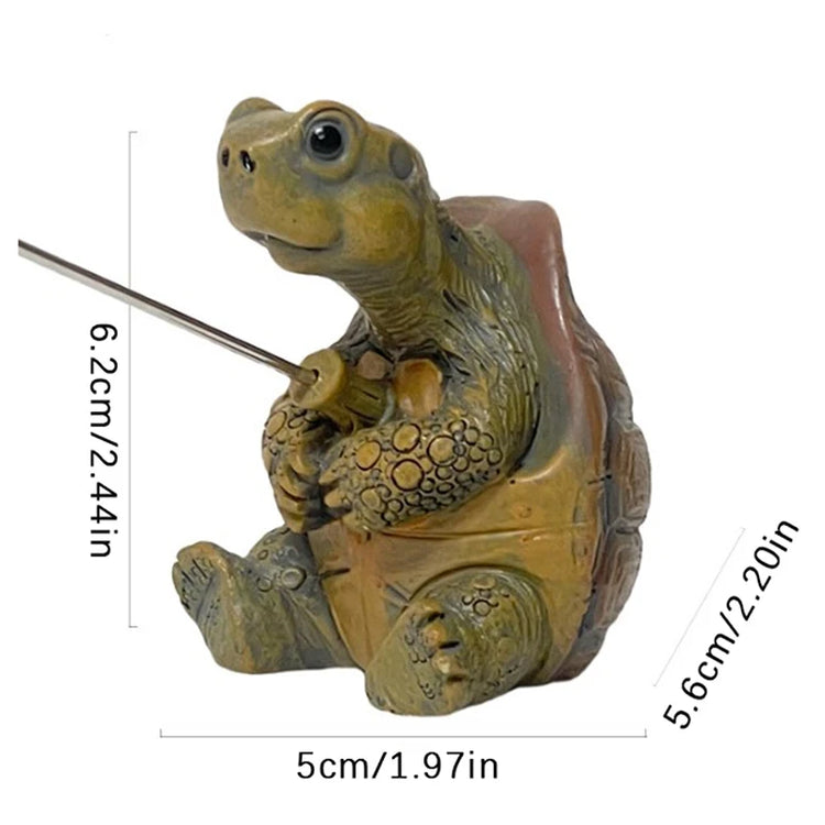 Ash and Anthem Rope Fishing Turtle Garden StatueAsh  and ANTHEM