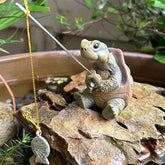 Ash and Anthem Rope Fishing Turtle Garden StatueAsh  and ANTHEM