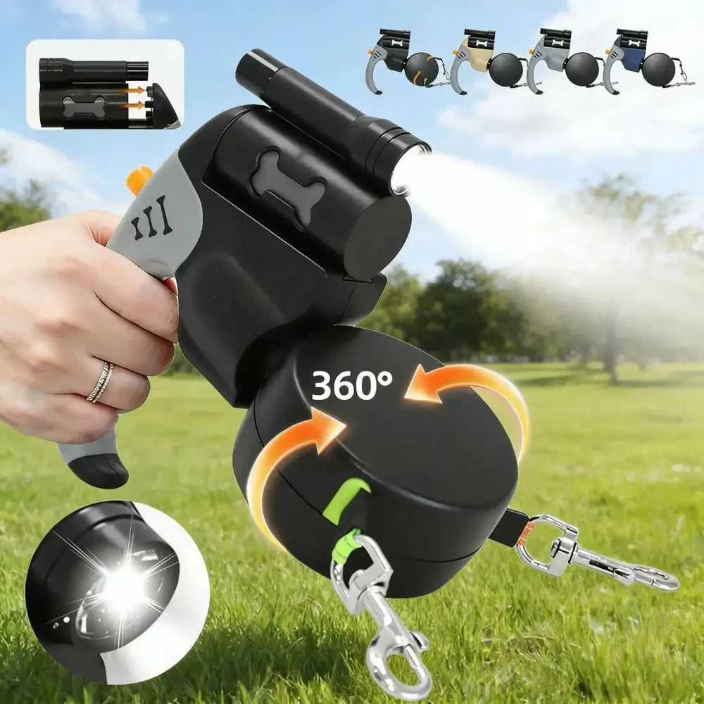 Ash  and ANTHEM Dual Retractable Dog Leash with Flashlight