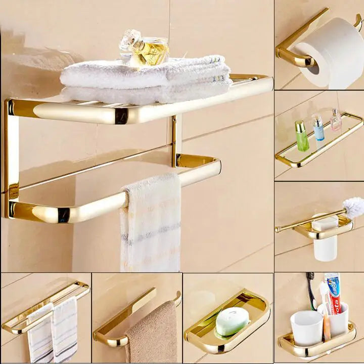 Ash and Anthem Gold Bathroom Hardware Set