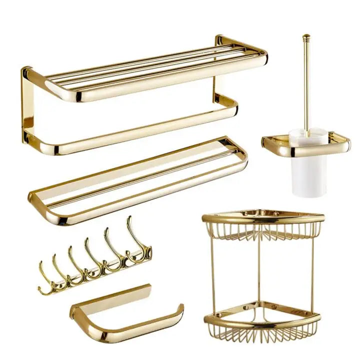 Ash and Anthem Gold Bathroom Hardware Set