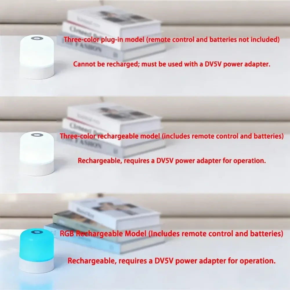 Ash and Anthem LED Rechargeable RGB Night Light for Bedroom, Bedside, and Reading