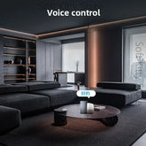 Ash and ANTHEM smart home knob for voice control in modern living room.