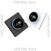 Ash and ANTHEM Smart home knob floor heating thermostat in black and white designs.