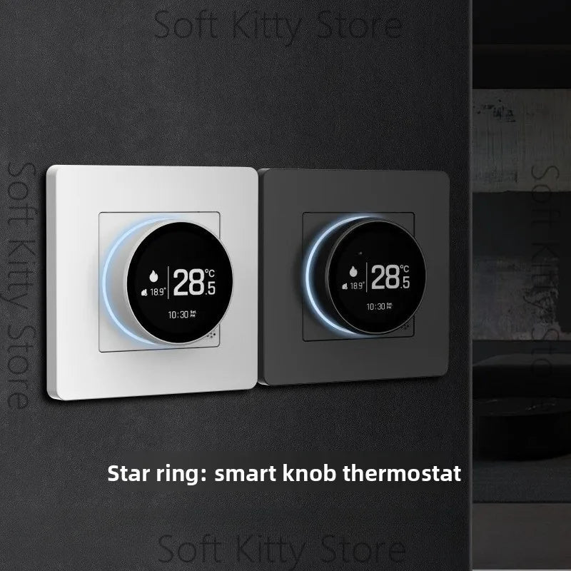Ash and ANTHEM smart knob floor heating thermostat with remote timing display.