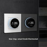 Ash and ANTHEM smart knob floor heating thermostat with remote timing display.