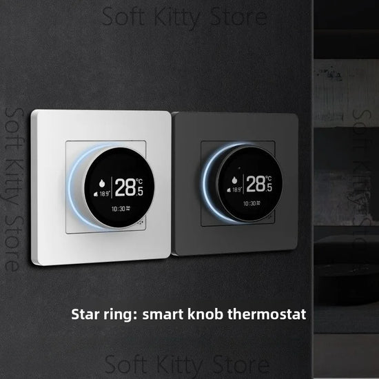 Ash and ANTHEM smart knob floor heating thermostat with remote timing display.