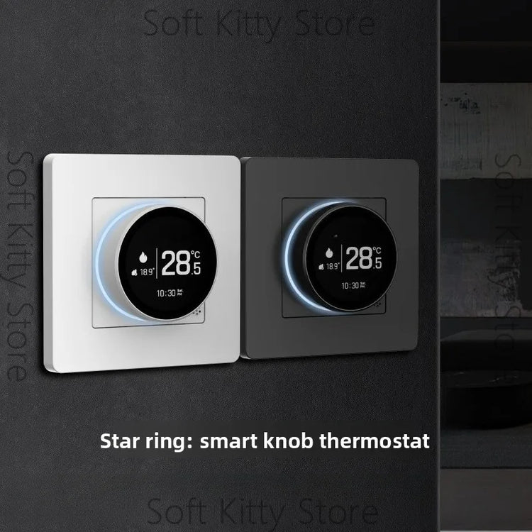 Ash and ANTHEM smart knob floor heating thermostat with remote timing display.