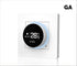 Ash and ANTHEM Smart home knob thermostat with digital display and blue control ring.