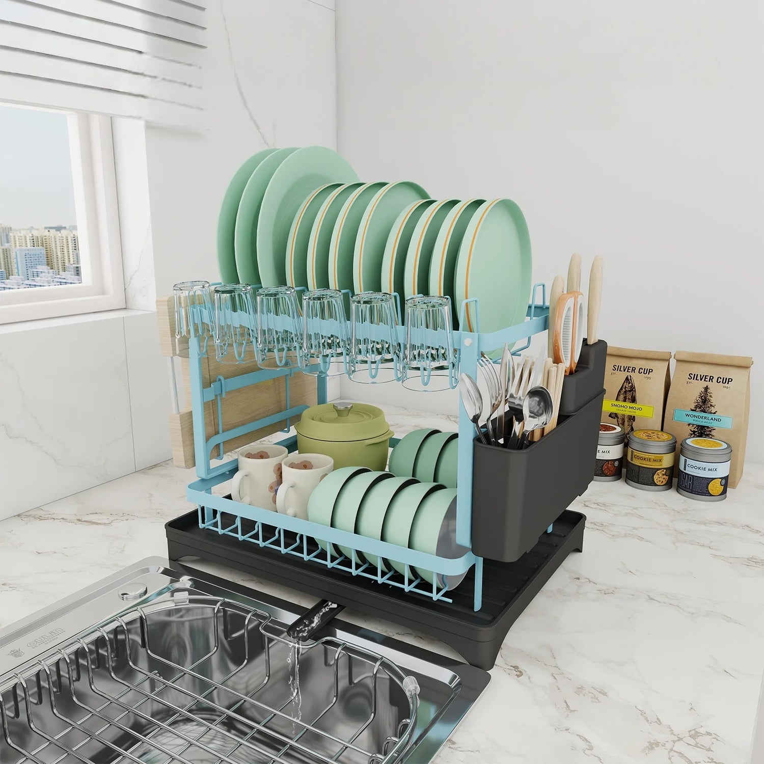 Ash and Anthem 2 Tier Dish Drying Rack