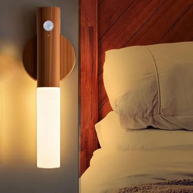 Ash and ANTHEM Smart Motion Sensor Night Light in wardrobe, hallway, reading, and flash light settings.