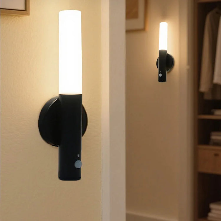 Ash and ANTHEM Smart Motion Sensor Night Light in wardrobe, hallway, reading, and flash light settings.