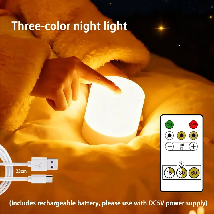 Ash and Anthem LED Rechargeable RGB Night Light for Bedroom, Bedside, and Reading