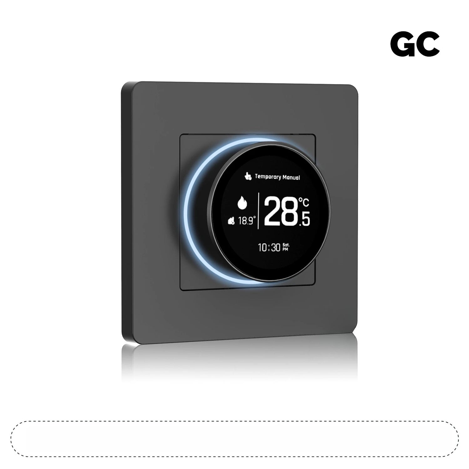 Ash and ANTHEM Smart home knob floor heating thermostat with digital display and remote timing features.