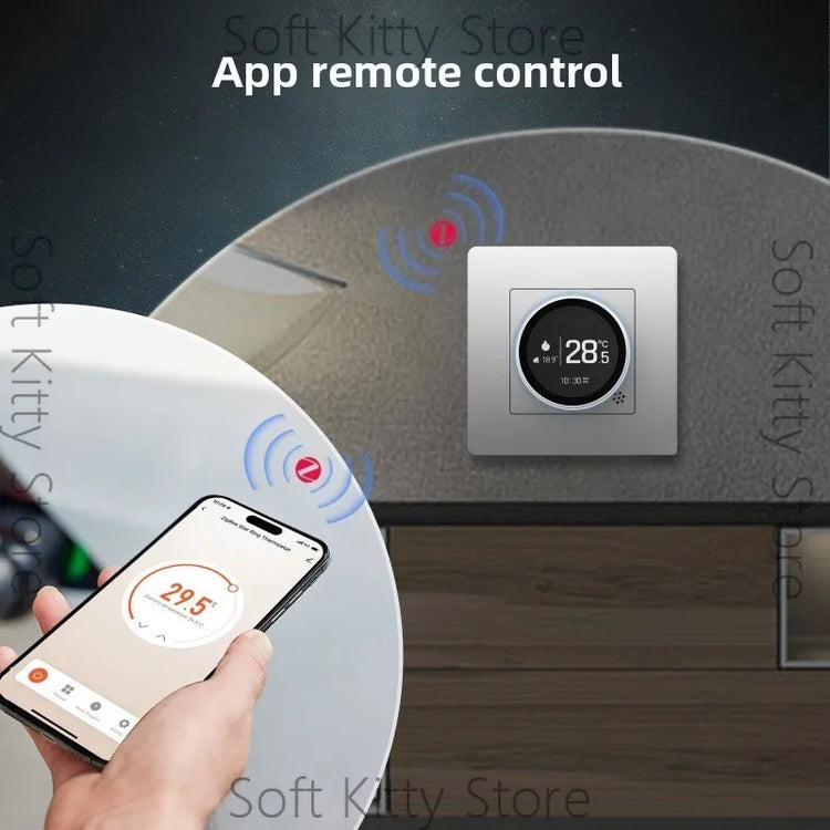 Ash and ANTHEM Smart home knob floor heating thermostat with app remote control.