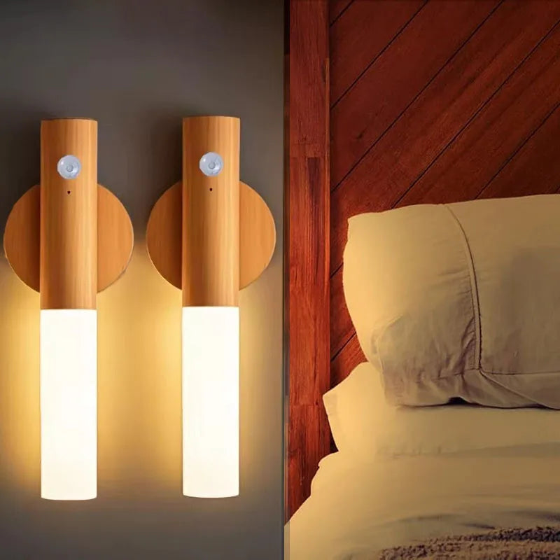 Ash and ANTHEM Smart Motion Sensor Night Light in wardrobe, hallway, reading, and flash light settings.