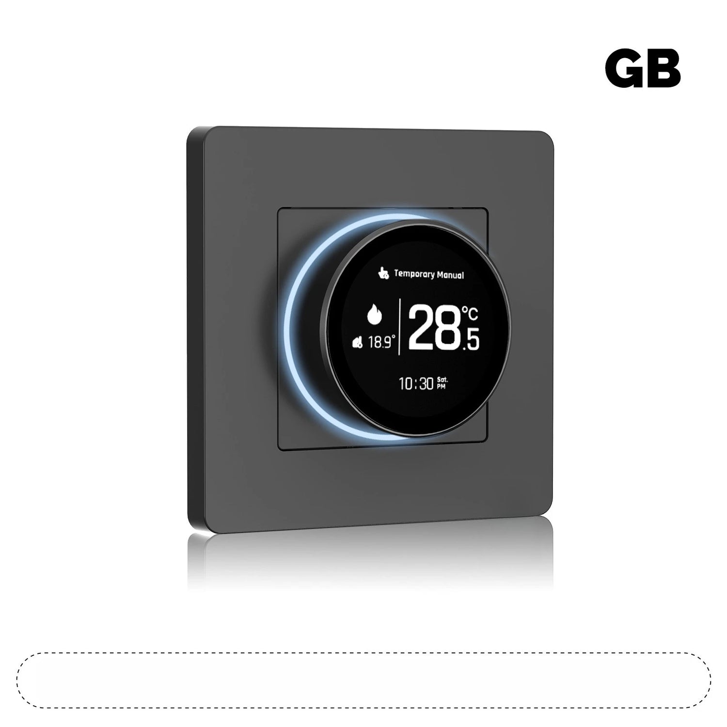 Ash and ANTHEM smart home knob thermostat with digital display and remote timing features.
